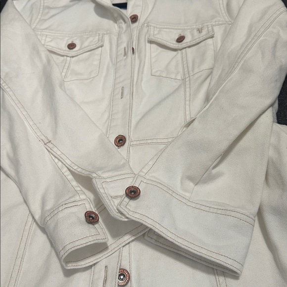 Frye Long White Denim Jacket size Small - Picture 9 of 10